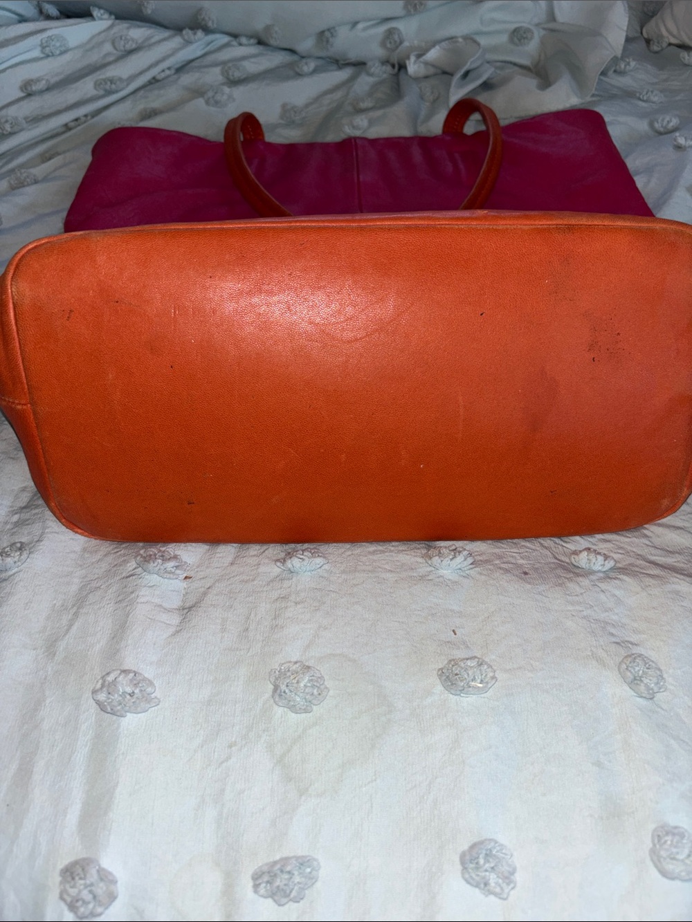DKNY Pink and Orange Two-Tone Leather Tote